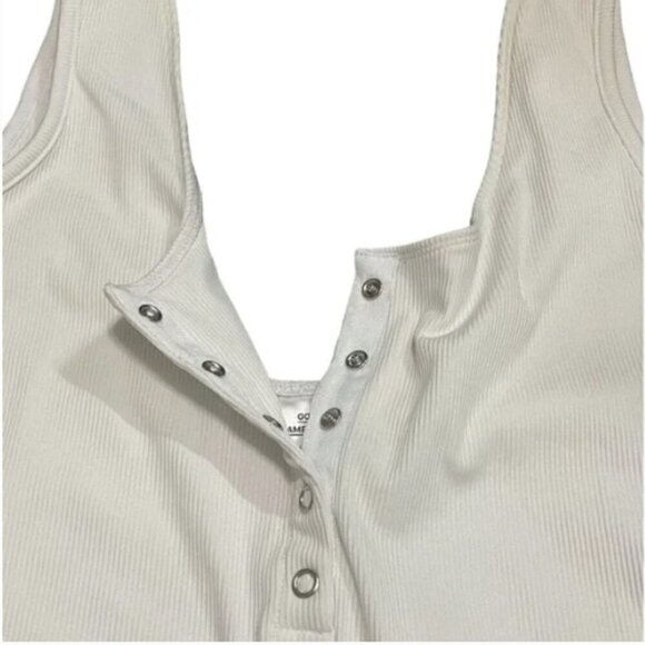 Good American White Henley Snap Front Sleeveless Ribbed Knit Bodysuit - Picture 4 of 6